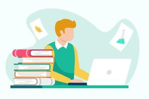 Flat design vector illustration concept of online education, distance learning, e-learning