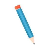 simple flat blue pencil sharpened with a red rubber band.  vector illustration for educational concept design element.