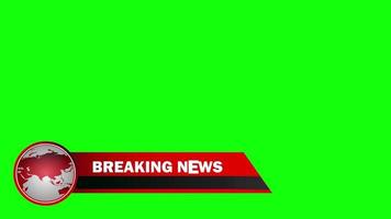 Breaking news lower third on planet earth seamless looping 4k green screen animation video