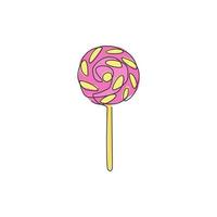 un dibujo de una sola línea de la ilustración vectorial del logotipo de la tienda de lollipop en línea dulce fresco. tienda de dulces de confitería variada y concepto de placa. logotipo de snack de diseño de línea continua moderna vector