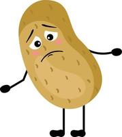 Funny potato mascot feeling sad vector