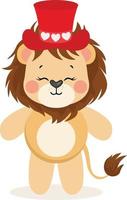 Cute lion with red hat vector