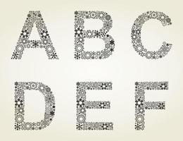 el alfabeto desde copos de nieve. un vector ilustración