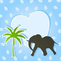 The elephant runs to a palm tree. A vector illustration