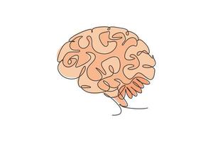 un dibujo de una sola línea del cerebro humano inteligente desde la identidad del logotipo de vista lateral. idea genial para el concepto de logotipo de icono de salud médica del cerebro. Ilustración gráfica de vector de diseño de dibujo de línea continua dinámica