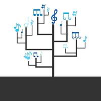 Abstract tree with musical notes instead of leafs vector