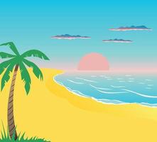 Palm tree on the island. Vector illustration