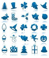 Icons on a theme of holidays of dark blue colour. A vector illustration