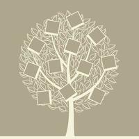 Tree with photos on branches. A vector illustration