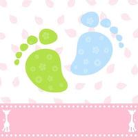 Children feet on a pink background. A vector illustration