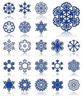 Set of white snowflakes on background. A vector illustration