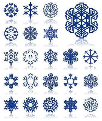Set of white snowflakes on background. A vector illustration