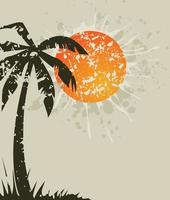 playa retro un tarjeta con un palma árbol. un vector ilustración