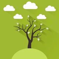 The spring tree in flat design style. Vector illustration