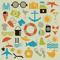 Set of icons on a theme a beach. A vector illustration