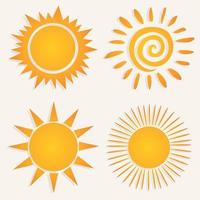 The drawn sun on a white background. A vector illustration