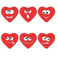 Vector illustration of the set of heart emoticons isolated on white background