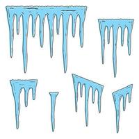 Ice texture. Icicles isolated on white. Seamless icicles line border. Vector design element.