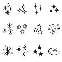 Star icons. Twinkling stars. Sparkles, shining burst. Christmas vector symbols isolated