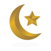 the moon and stars icon is gold, on a white background. vector illustration