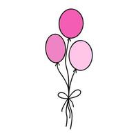 Bunch of pink balloons. Illustration for printing, backgrounds, covers and packaging. Image can be used for greeting cards, posters, stickers and textile. Isolated on white background. vector