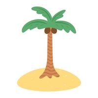 Palm tree, coconuts, island. Illustration for printing, backgrounds, covers and packaging. Image can be used for greeting cards, posters, stickers and textile. Isolated on white background. vector