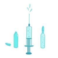 Syringe with ampoules. Illustration for printing, backgrounds, covers and packaging. Image can be used for greeting cards, posters, stickers and textile. Isolated on white background. vector