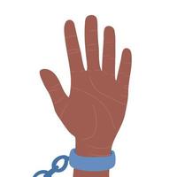 Hand in handcuffs, slavery. Illustration for printing, backgrounds, covers and packaging. Image can be used for greeting cards, posters, stickers and textile. Isolated on white background. vector