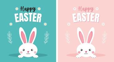 contento Pascua de Resurrección conejito tarjeta, dos diferente antecedentes color vector