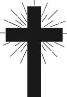 Cross christian symbol with sunburst vector