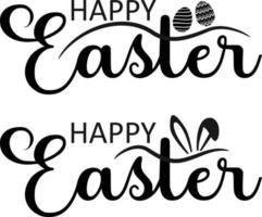 Happy Easter Letters with Bunny ears and eggs vector