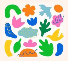 Set of hand drawn various colorful shapes. Abstract contemporary vector illustration of natural spring - summer objects.