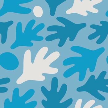 Seamless patterns with abstract shapes in blue colors. Hand drawn various nature shapes. Good for fabric, wrapping paper and covers. vector