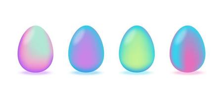 Set of modern gradient Easter eggs isolated on white background. Easter design elements. Vector illustration of painted eggs.