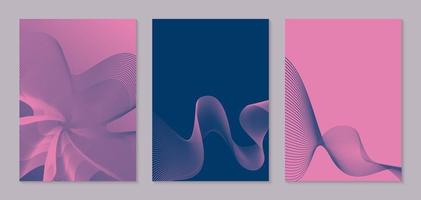 Covers set with minimalist design. Geometric backgrounds with wavy halftone lines. Good for banners, placards, posters, flyers etc. Vector illustration.