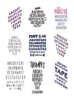 Set of different fashionable fonts. Vector. All letters and somvoly separately. Gothic. Flat and isometric font. vector