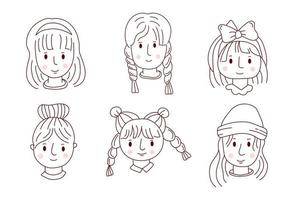 Line drawing girl cute vector