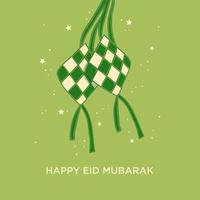 Simple eid greeting card with ketupat vector
