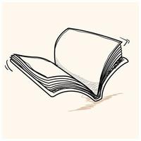 open book on white background, line drawing style, vector design