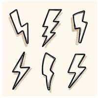 Hand drawn electric lightening element vector