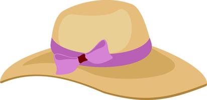 Women's summer hat. Women's beach hat icon. Vector of a straw hat with a ribbon on a white background