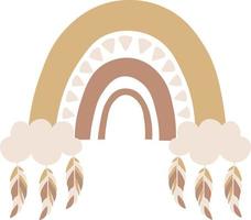 boho arco iris con plumas, aislado elementos en blanco fondo, jardín de infancia diseño, para impresión en niños ropa y textiles, hogar decoración arte, vector ilustración