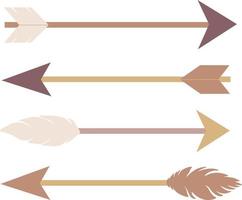 Set of arrows in boho style. Vector illustration isolated on white background. Boho design, art.