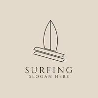 surf línea Arte logo, icono y símbolo, vector ilustración diseño