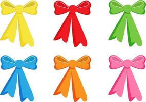 set of multicolored bows of ribbons vector