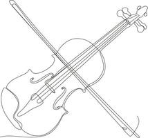 continuo línea dibujo de violín minimalista diseño vectorial ilustración vector