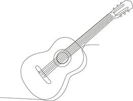 acústico guitarra continuo línea dibujo vectorial ilustración vector