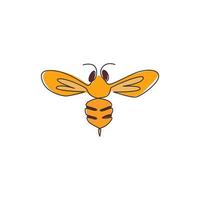 One continuous line drawing of elegant bee for company logo identity. Organic honey farm icon concept from wasp insect animal shape. Single line draw graphic design vector illustration