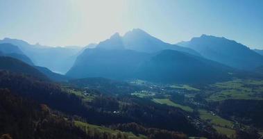 Aerial view of the natural landscapes and mountains around Berchtesgaden video