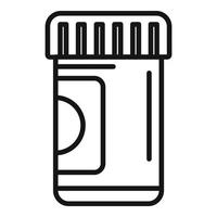 Pill bottle icon outline vector. Disease drug vector